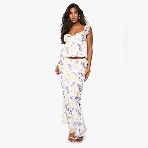 Boohoo Floral Chiffon Maxi Skirt